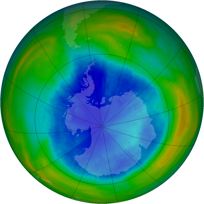 Antarctic ozone map for 05 September 1987
